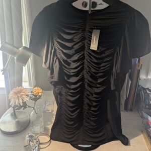 Express Ruched Short Sleeve Blouse NWT